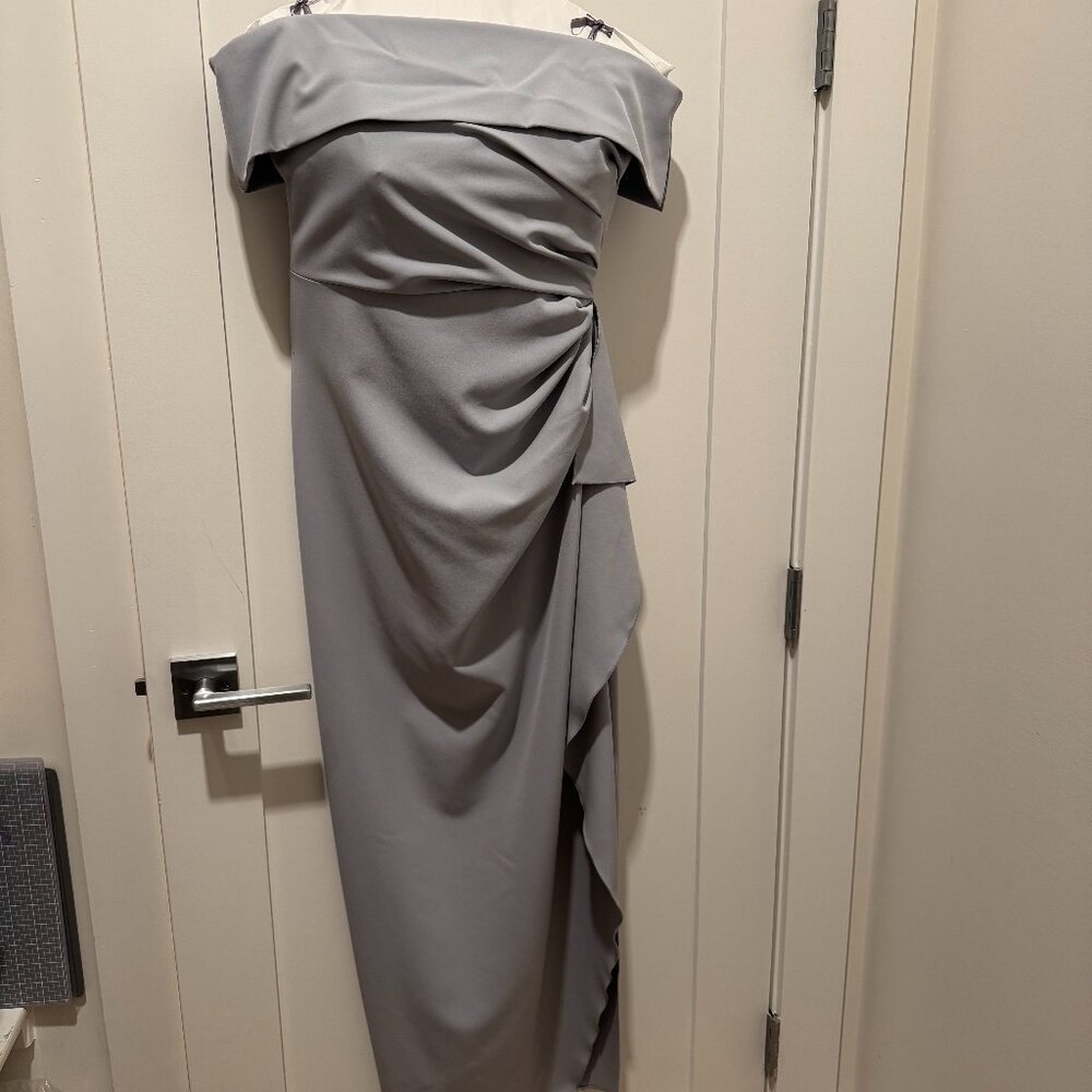 Vince Camuto Pleated Off the Shoulder Gown Light Blue Size 4